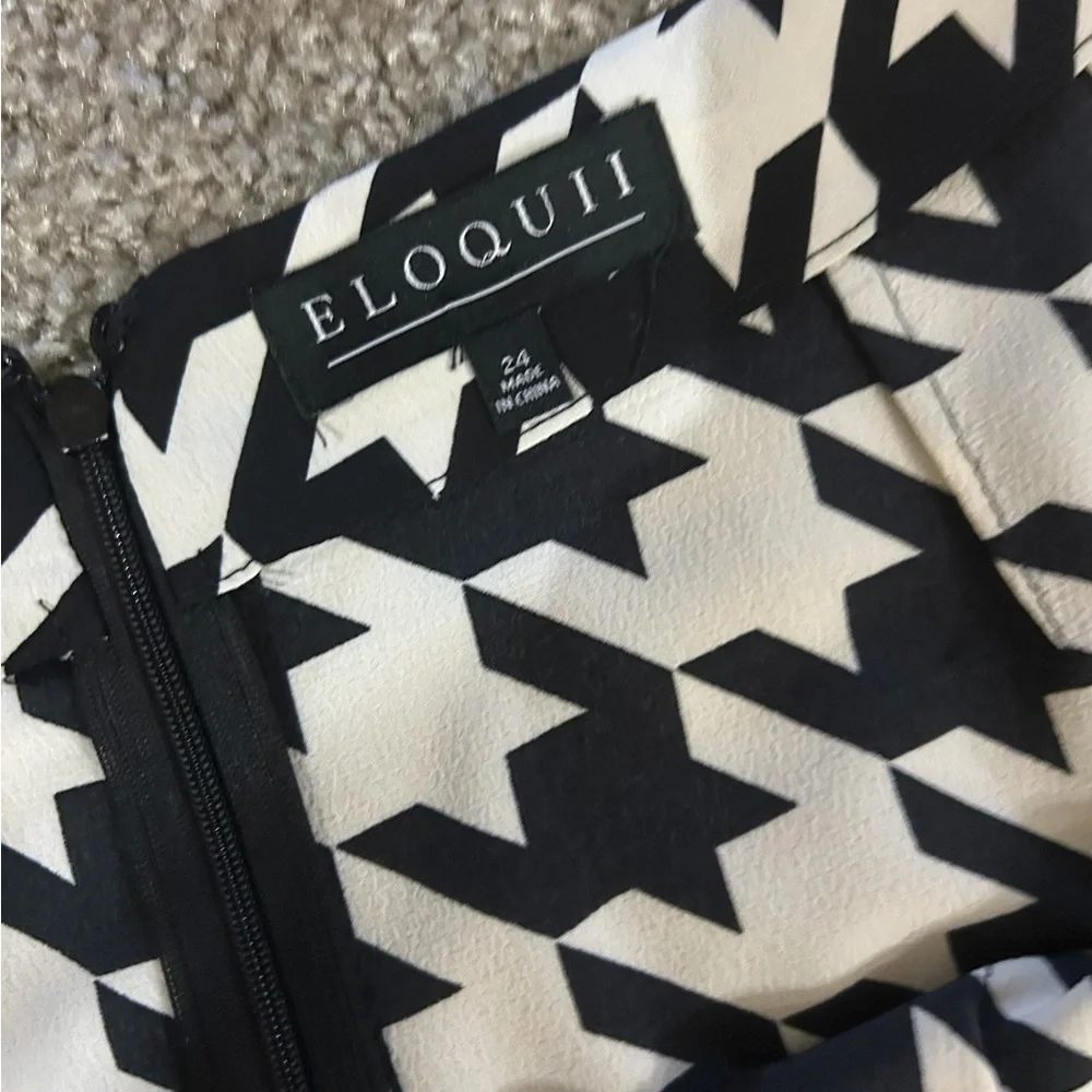 ELOQUII Plus Size 24 Houndstooth Draped Midi Skirt - Picture 5 of 5